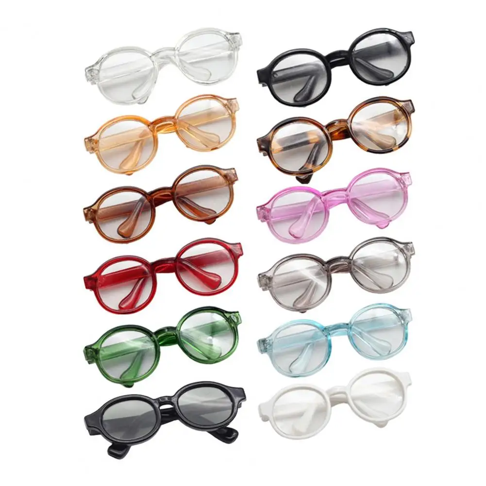 Ozdobne okulary dla lalek, urocze przezroczyste okulary z tworzywa PETG dla lalek, modne dodatki do ubrań dla lalek BJD/figur anime