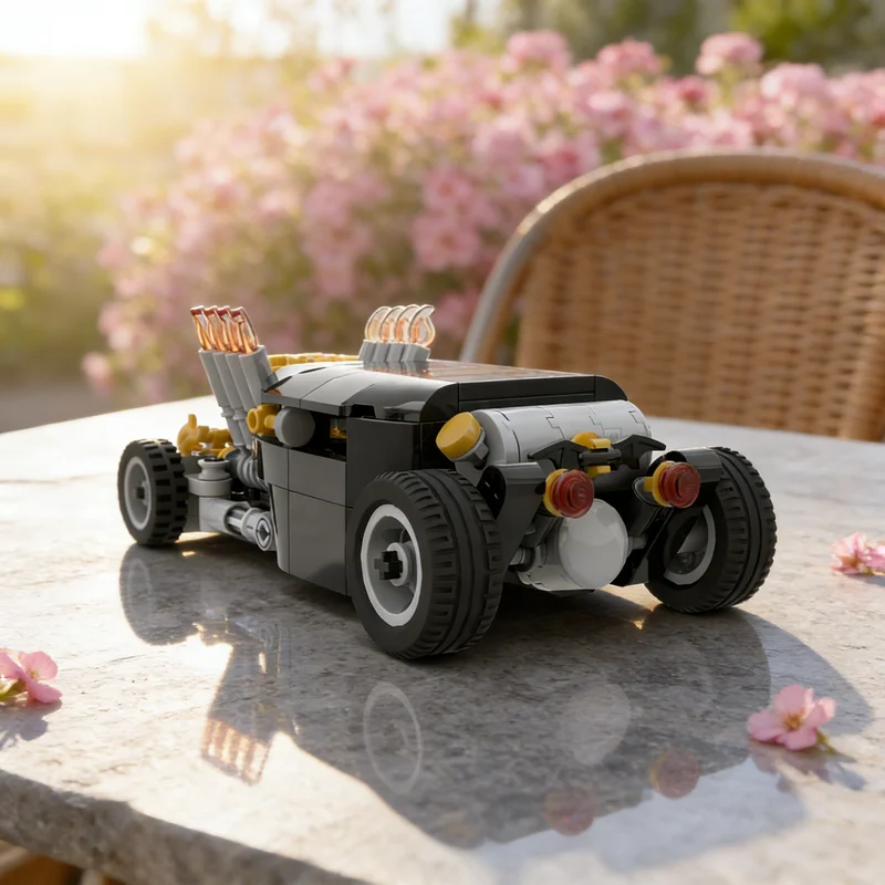 

276 деталей MOC: Модель машинки Royal Nightmare Custom Rat Rod Cars, конструктор, подарок, креативный коллекционный декор, премиум-класс для взрослых