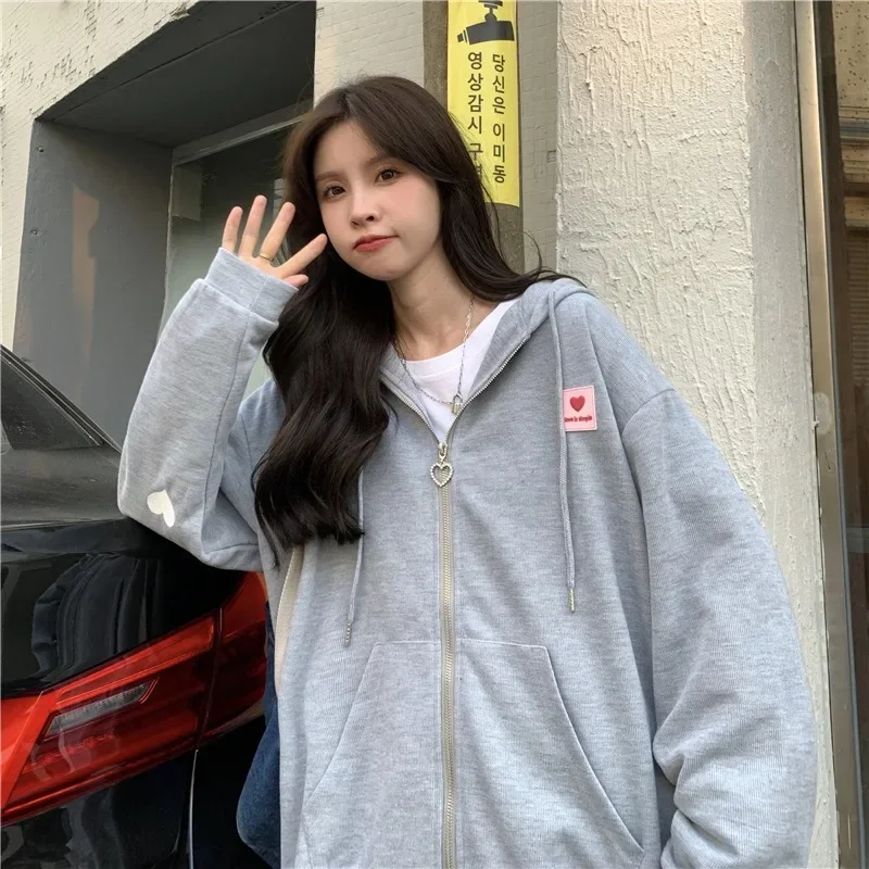 

Spring Hooded Korean Sweatshirt Women's Cardigan Autumn Thin Coat Female Zipper Hoodies Streetwear Y2k Tops Harajuku Clothes
