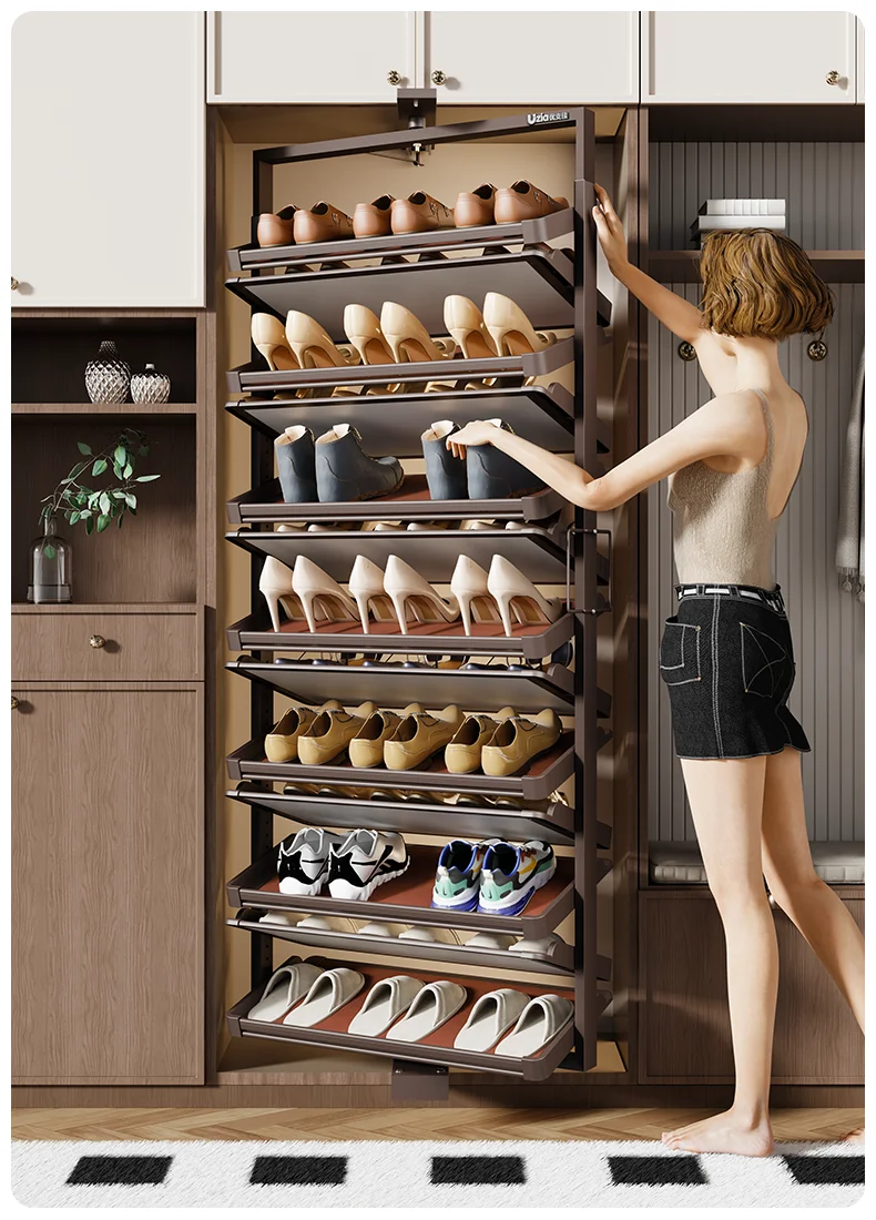 Multi-layer Shoe Cabinet Closet Space Saving  Height Adjustable 360° Rotating Shoe Rack Multi-layer Shoe Holder Storage Zapatero