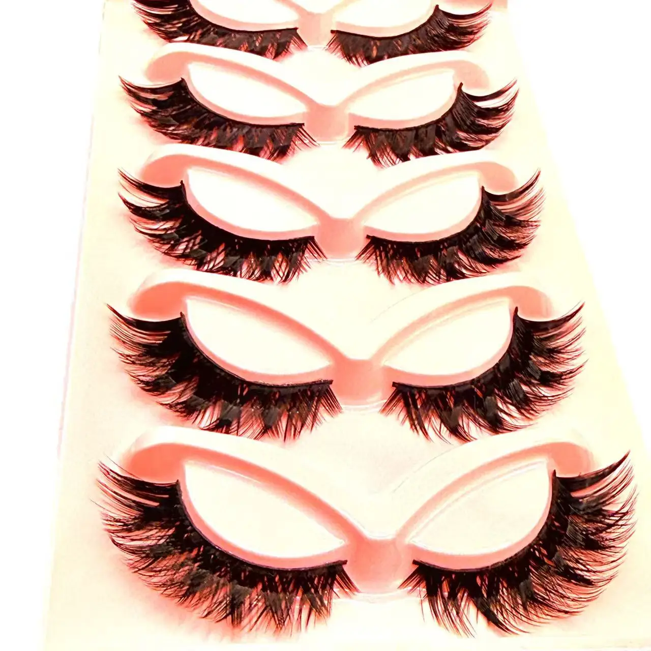 Trucco per vendite calde 5 paia di ciglia finte con striscia di volume drammatico per occhi di gatto