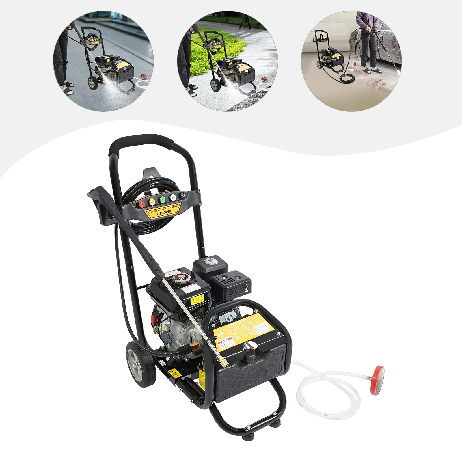 7마력 가솔린 고압 세척기 |   2600PSI(180Bar) 9LPM 유량, 8m 호스, 3.6L 연료 탱크