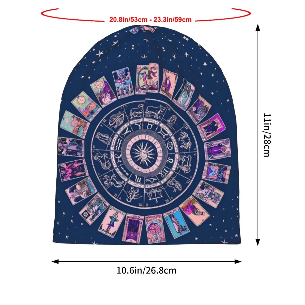 Pastel Goth Zodiac, Astrology Chart & The Major Arcana Tarot Autumn Female Thin Beanies Double Used Windproof Bonnet Hats