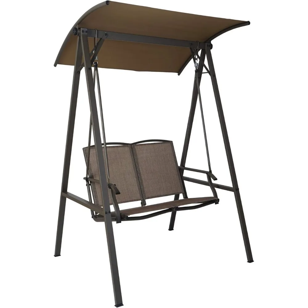 

Doris 2 Person Outdoor Patio Swing with Breathable Textilence Seat (Taupe)