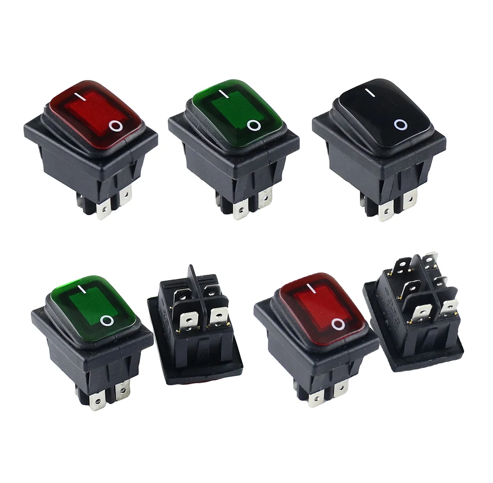 

Водонепроницаемый тумблер KCD4, 4-контактный/6-контаксветодиодный, 16 А, 250 В переменного тока, красный и зеленый светодисветильник ВКЛ./ВЫКЛ.