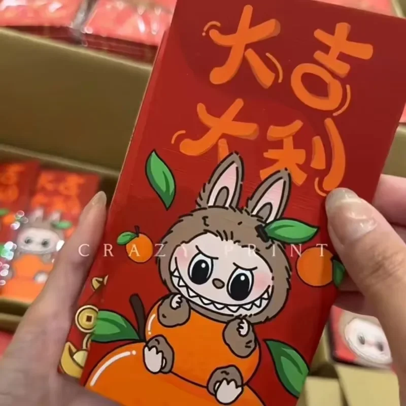 2025 New Cartoon LABUBU New Year Red Envelope Ins Printing Creative Wallet Paper Bag Holiday Gifts