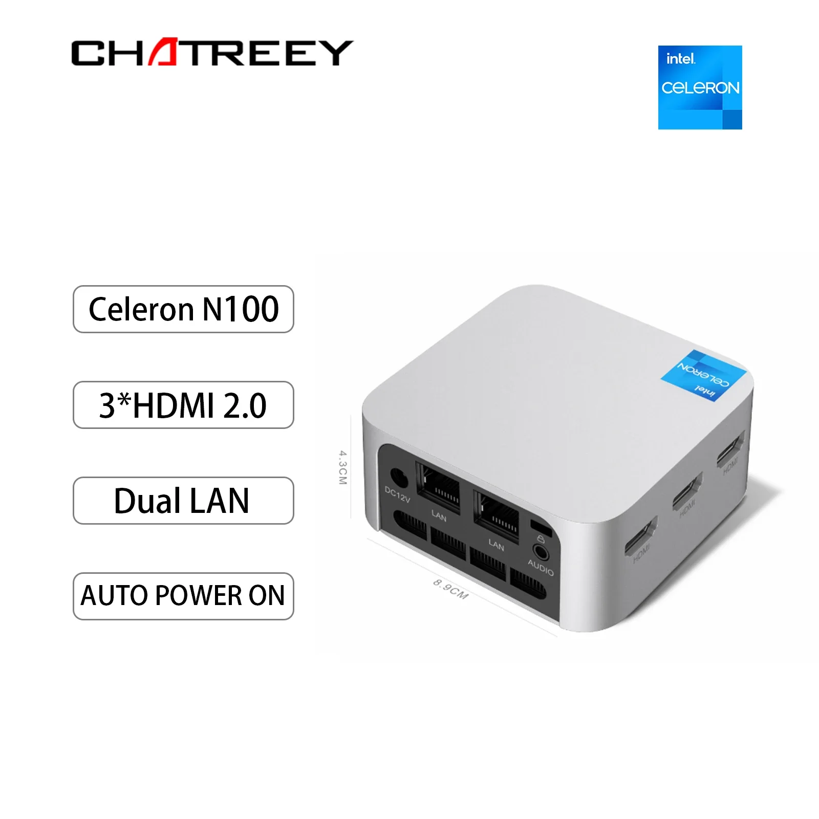 Intel Celeron N5095 N100 Chatreey T8 Pro Mini PC NVMe SSD Windows 11 Computer Dual LAN Three HDMI Firewall Server wifi 5