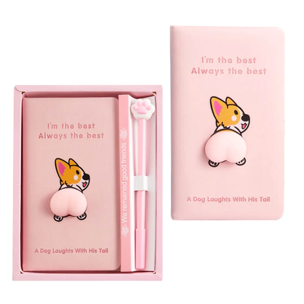 

Note Pads Cartoon Notebook Journal Notepad Corgi Writing Thick Paper Pink Student