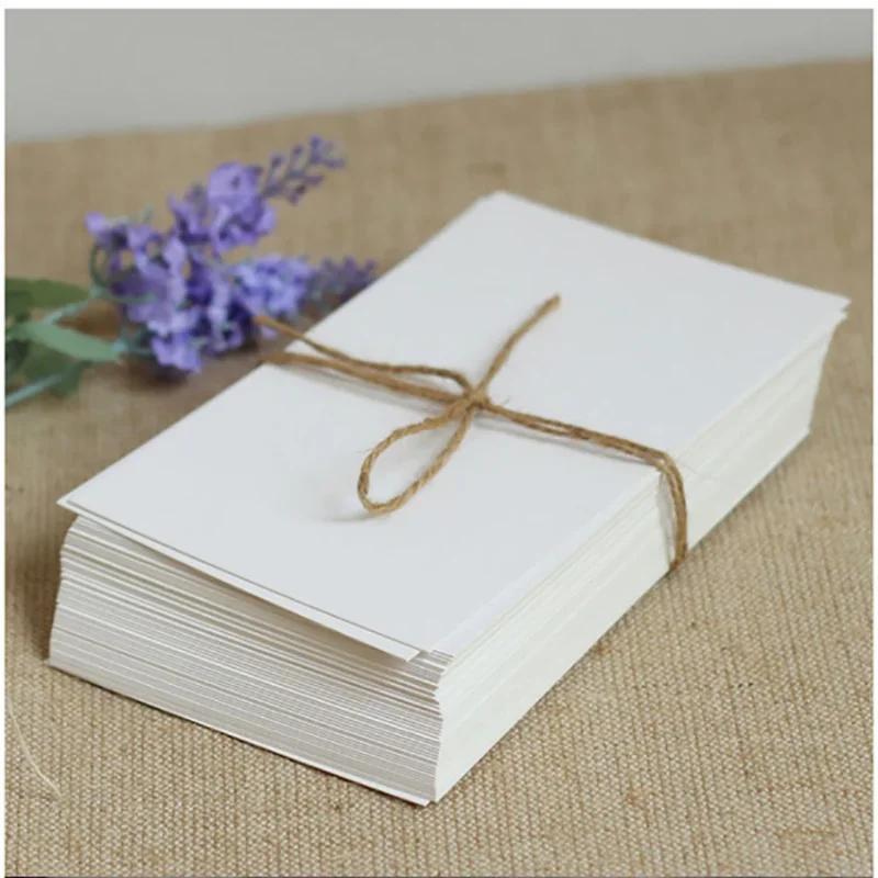 50 Sheets/ Set Blank Invitation Cards, White/ Kraft Brown Postcard Style Notecards, Standard Straight Corners, 9.5x14.5cm