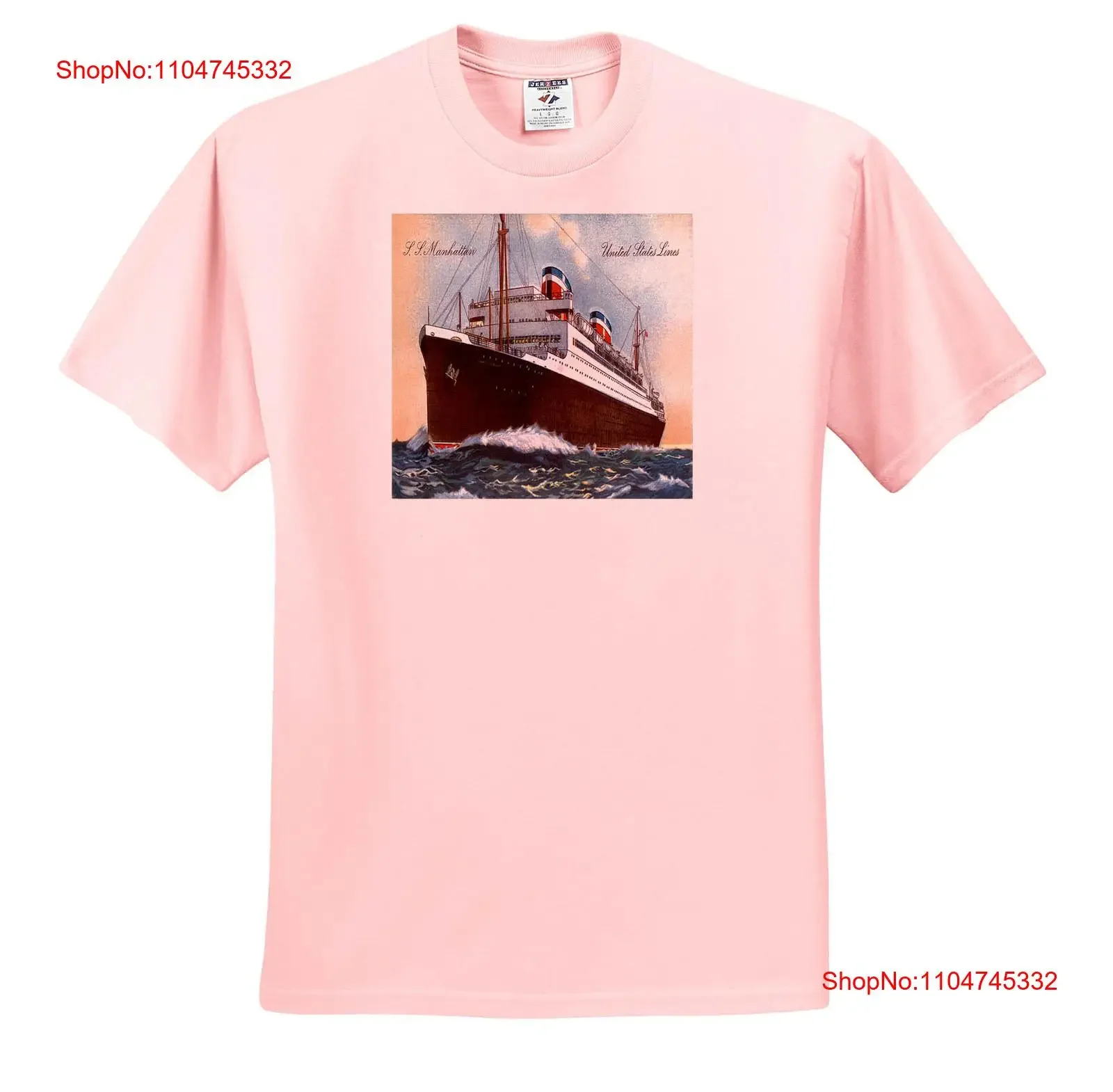 3dRose Vintage S Manhattan líneas de Estados Unidos Ocean Liner cartel camiseta vintage lavado Unisex Casual streetwear homme elegante