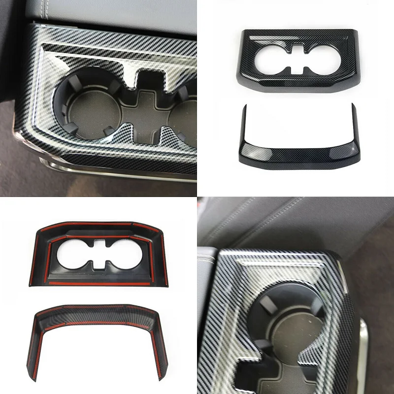 

Carbon Fiber Inner Rear Cup Holder Trim Cover Panel Kit for Ford F-150 2021-2022