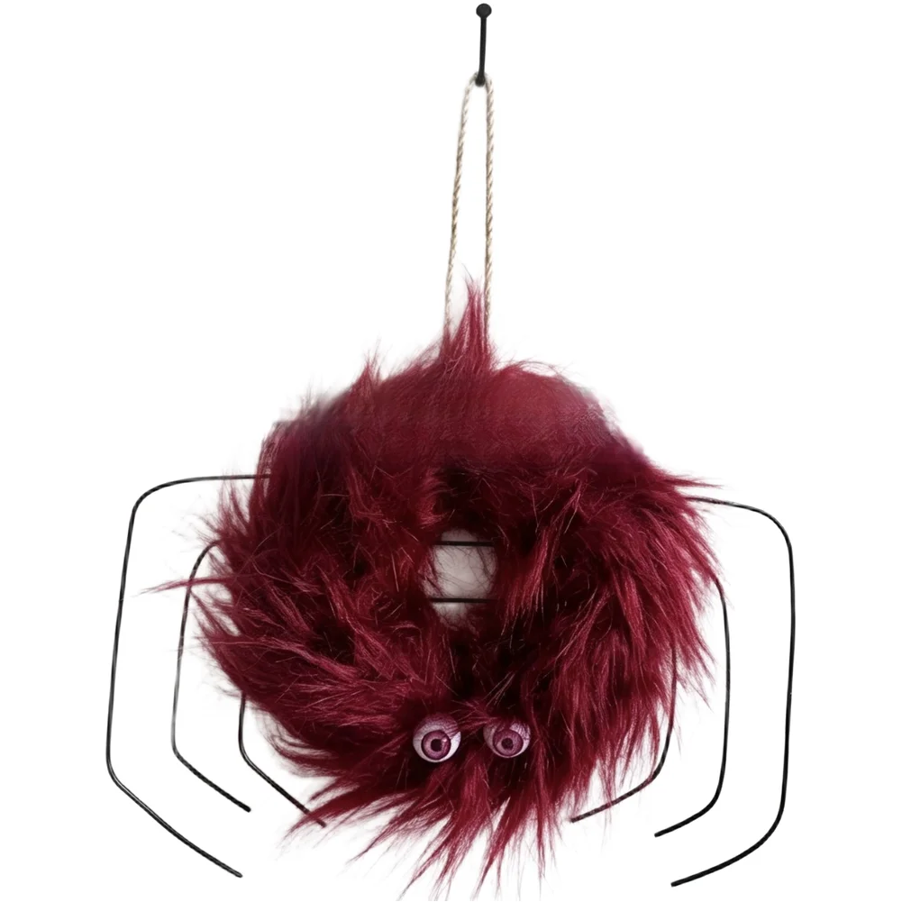 Halloween Plush Wreath Decor for For spooky Fantasy Door Hanging Party Decoration with Creepy Design and Soft Texture