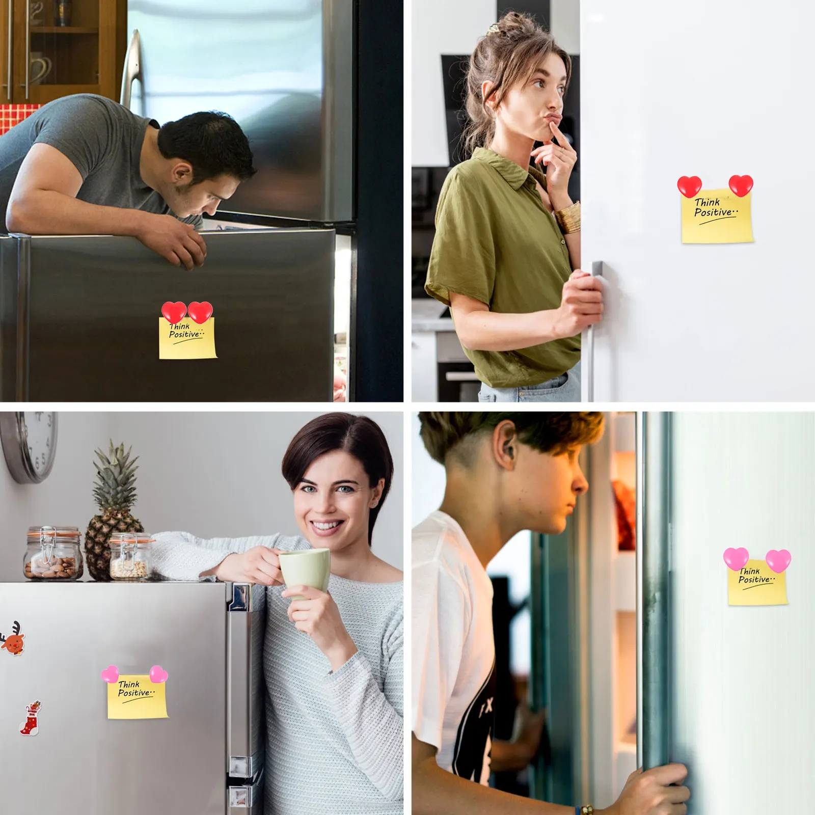

24Pcs Heart Pattern Fridge Magnets Decorative Plastic Magnetic Kitchen Refrigerator Ornaments Decor