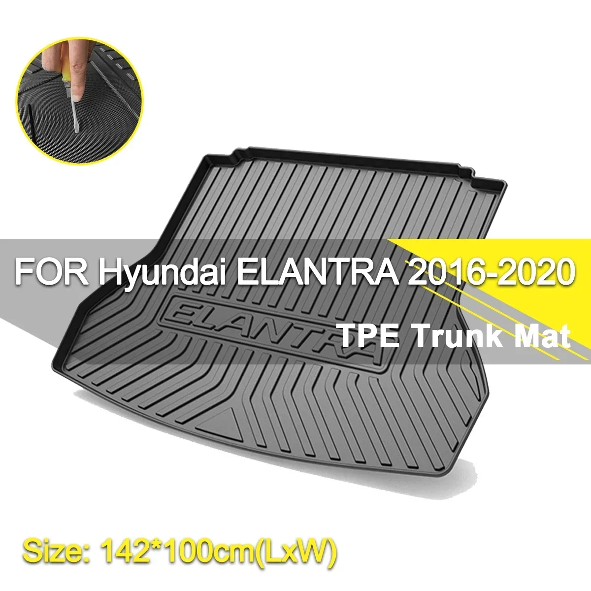 

Car Rear Trunk Cover Mat Waterproof Non-Slip Rubber TPE Cargo Liner Accessories For Hyundai Elantra 2016-2020