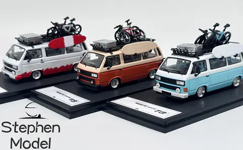 Mortal 1:64 T3 Van Lowrider-stil med cykelhållare på taket Diecast modellbil 6 best sales lowrider modellbil - №6