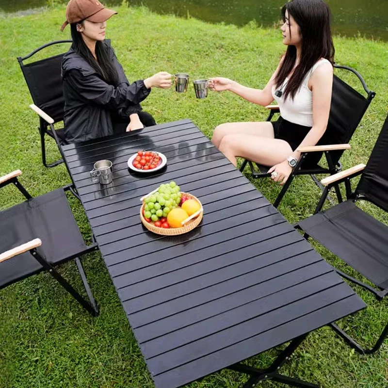 Garden Trade Shows Outdoor Tables Roll Aluminum Portable Beach Outdoor Tables Lightweight Parasol Coffee Furniture Muebles FYOT