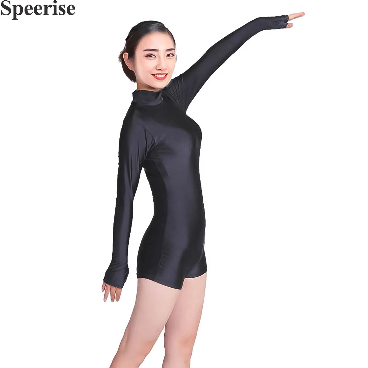 Leotardos de baile de Ballet para mujer adulta, traje de una pieza, unitard recto, ropa de ejercicio de manga larga, monos de gimnasia de secado