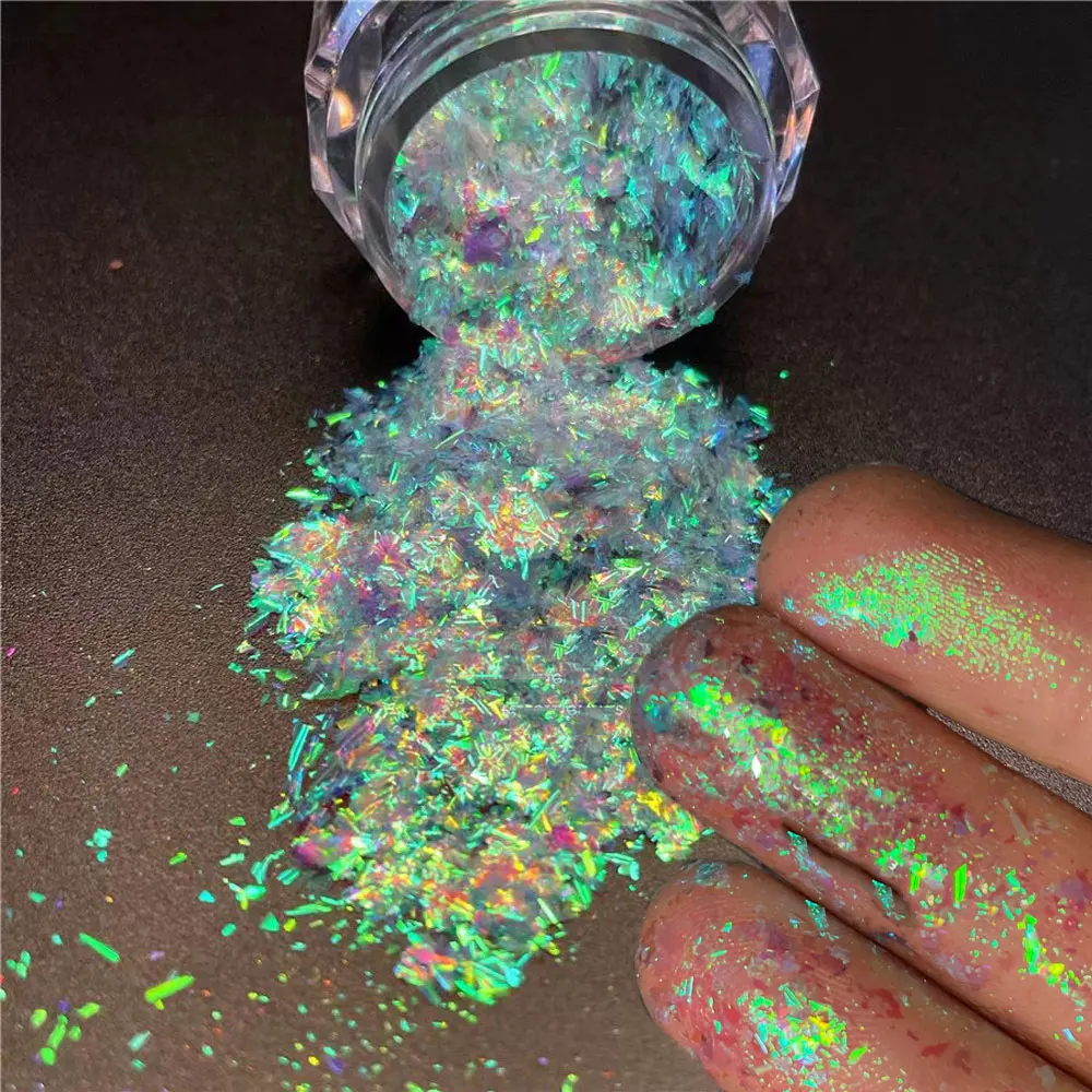 Sparkly Chameleon Nail Opal Flakes Magic Mirror Aurora Dikke nagelpailletten Pigment Oogschaduw Colorshift Zeemeermin Nagel Chroomstof