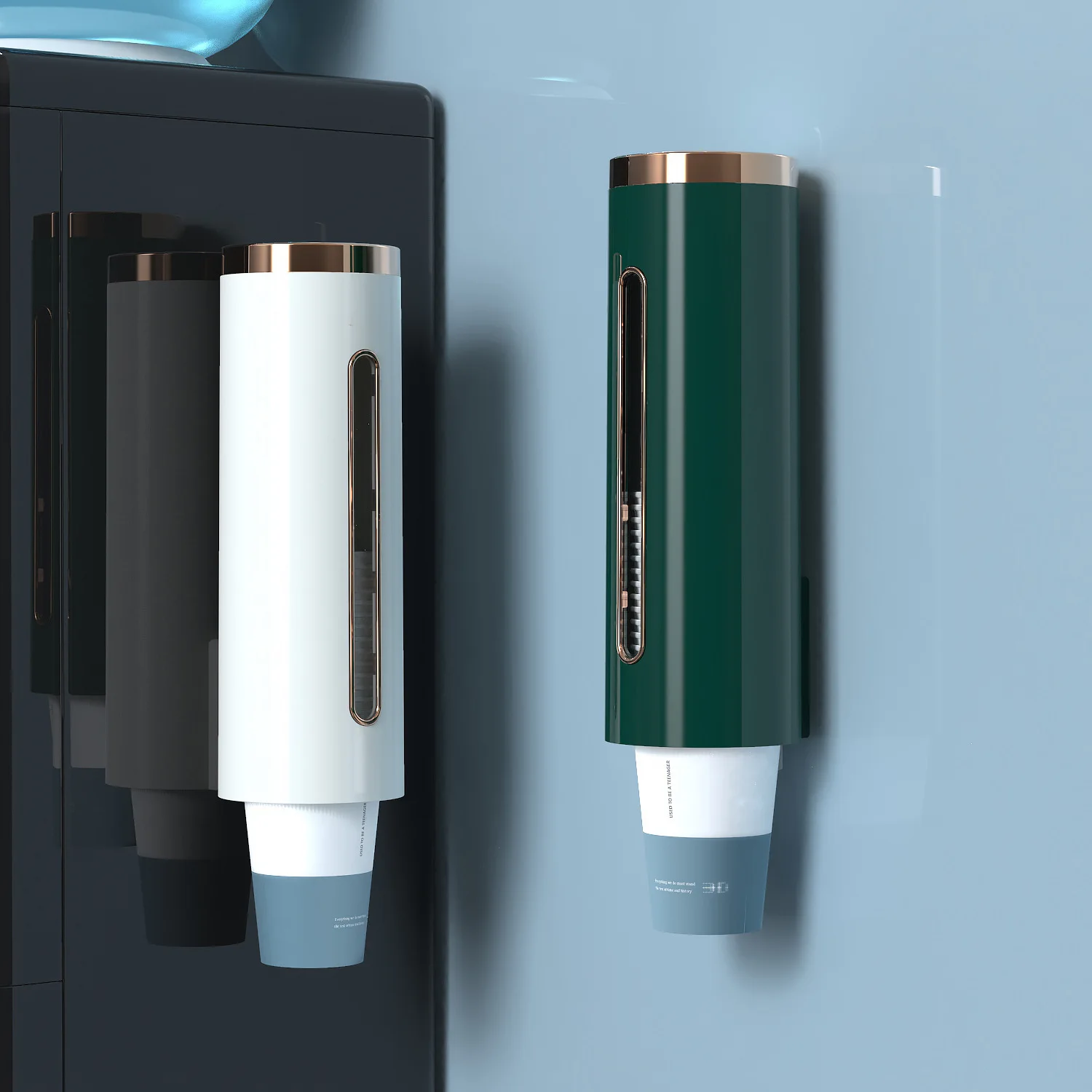 

Self-designed luxury disposable cups cup-taking device, paper cup-dropping device, water dispenser, cup holder and cup storage
