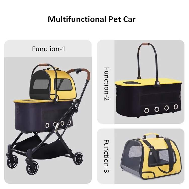 Luxury 4 Wheels Dog Pram Pet Stroller Trolley and Carrier for Dog Cat