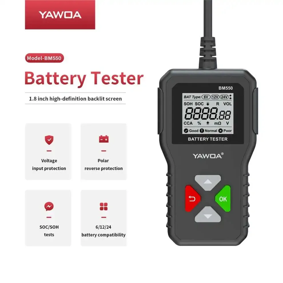 

Тестер автомобильного аккумулятора 100-2000 CCA 6 В 12 В 24 В анализатор BM550 испытательный инструмент