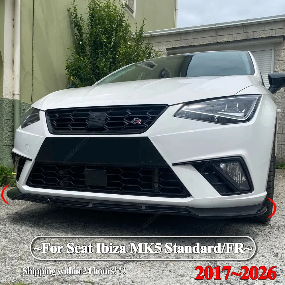 Difusor de Parachoques Delantero para Seat Ibiza MK5 Standard/FR 2017-2026, Alerón Canard, ABS Negro Brillante, Kit de Carrocería Tuning