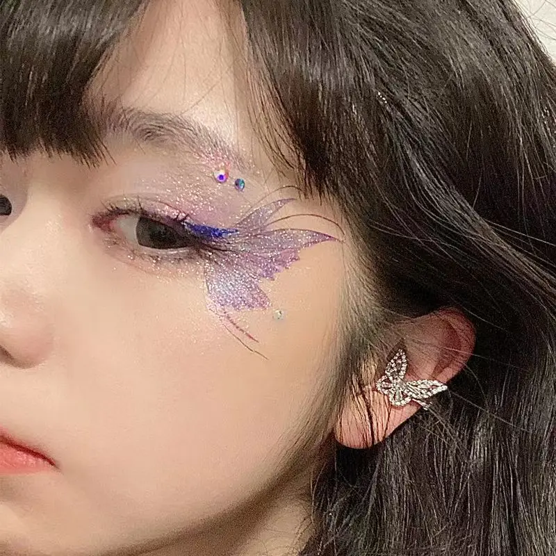 Fee Schmetterlingsflügel glänzende Tattoo Aufkleber wasserdicht Augen Gesicht Hand Körperkunst gefälschte Tattoos für Frauen Make-up Tanz Musik Festival – Detail 10