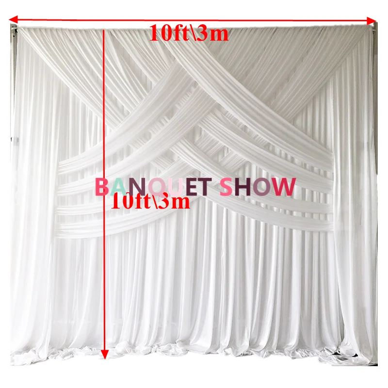 

10x10ft White Ice Silk Backdrop Curtain Stage Background Photo Booth Event Party Decoration