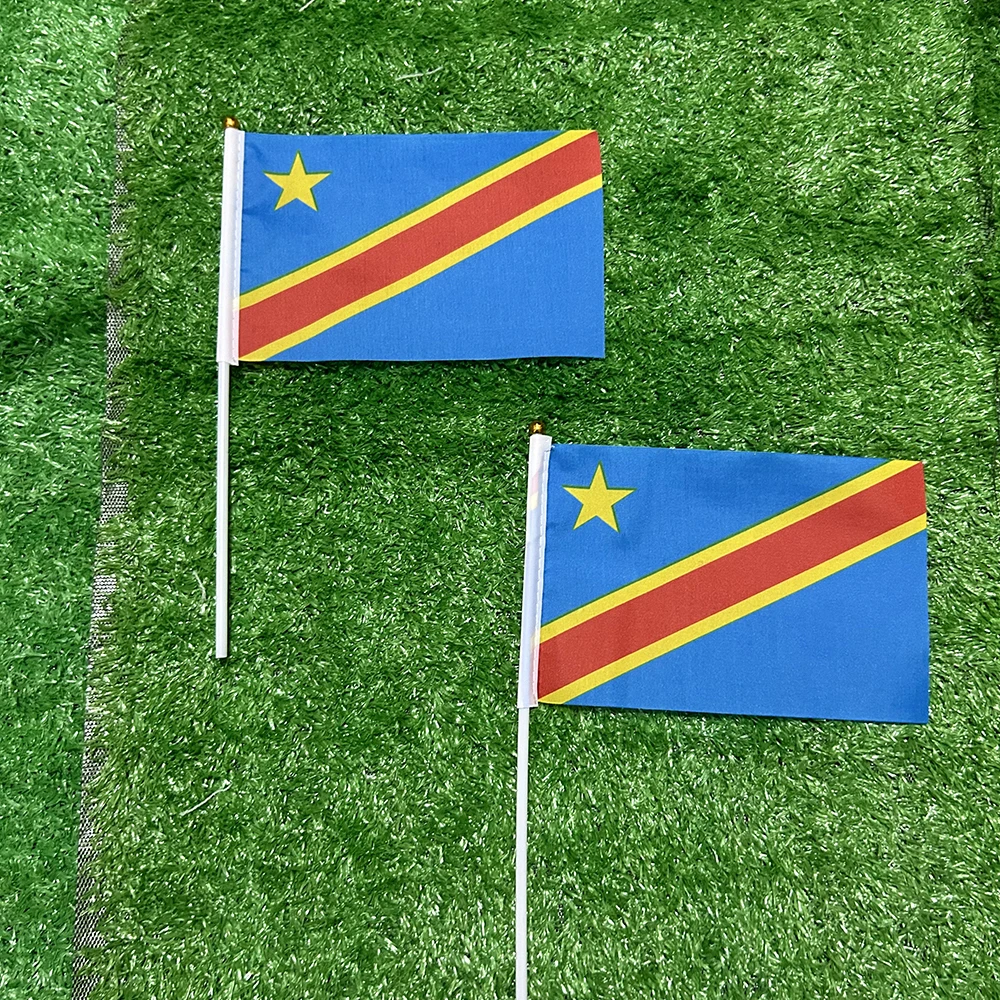 SKY FLAG congo hand Flag 10/20/50/100pcs 21*14cm congo Hand Waving Flags With plastic pole For Sports Activity Home Decor