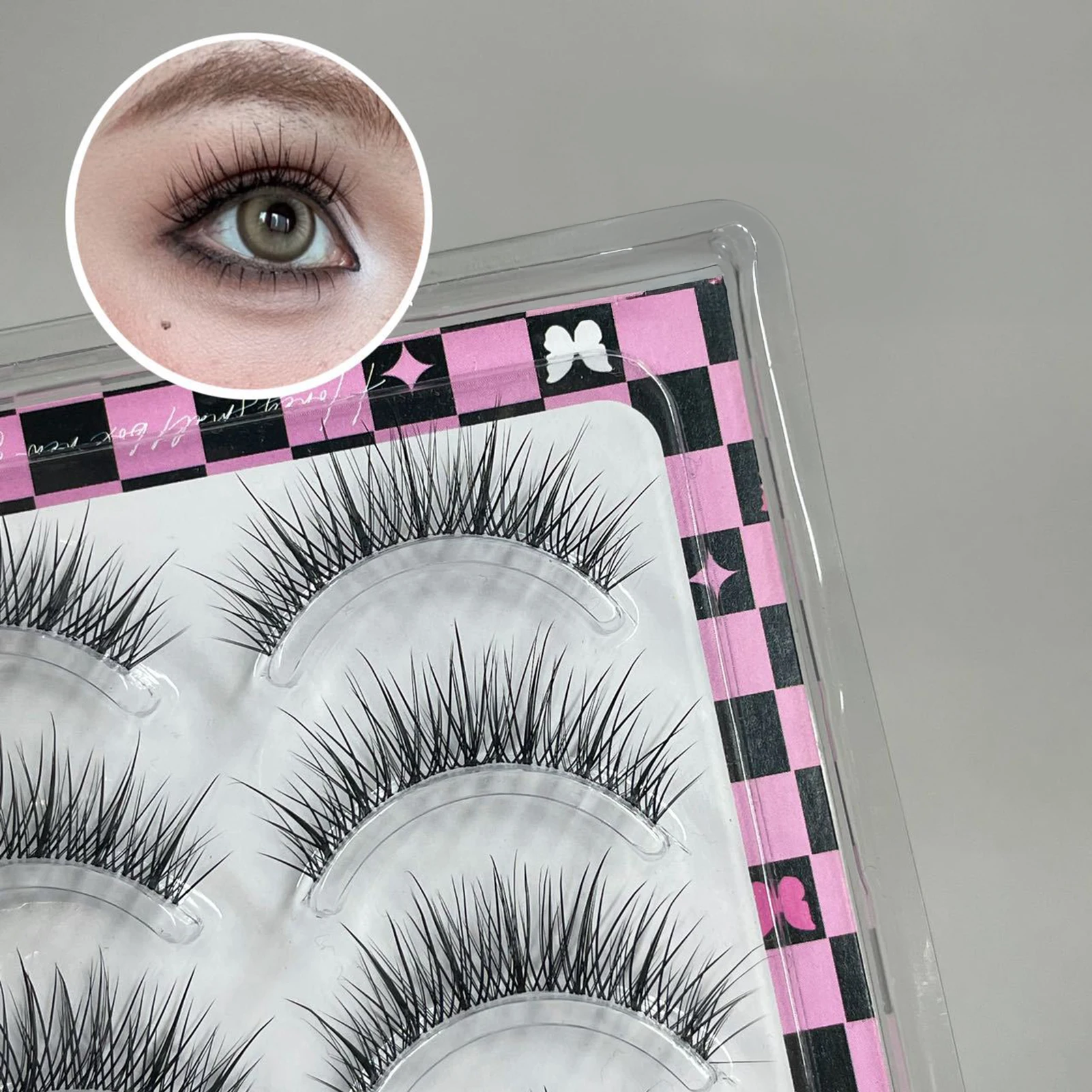 Tiras estilo mangá cílios postiços naturais encaracolados comprimento misto c onda tira completa cílios para olhos cruzados olhar maquiagem diária