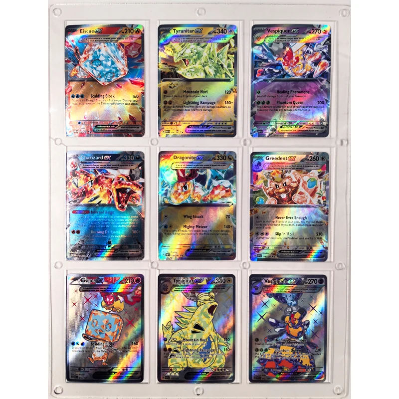 Juego de tarjetas Flash coleccionables de dibujos animados de Pokémon, set de 9 unidades, Diy Ex, autocontrol, Ptcg, colección de firma, regalo de Anime, Flash de Color