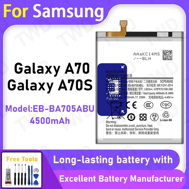 

100% New 4500mAh EB-BA705ABU Battery For Samsung Galaxy A70/A70S Battery Replacement Bateria+Free Tools