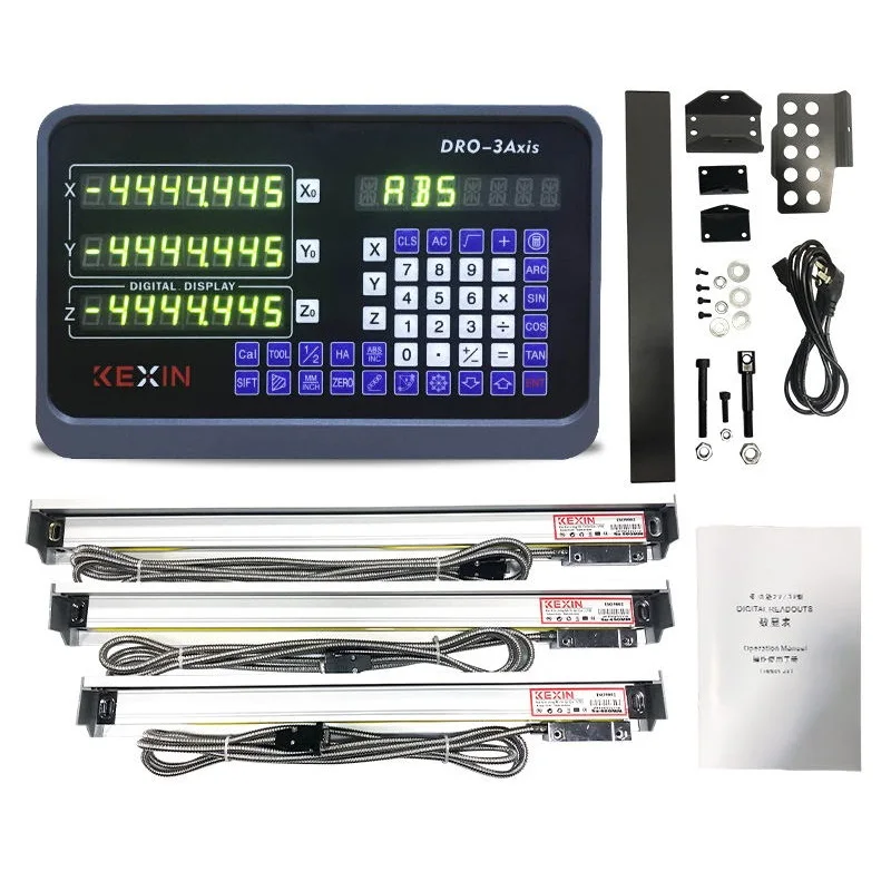 DRO 2 Axis Digital Readout for Milling Lathe Machine with 2pcs High Precision  Scale 50-1000mm Linear Position Sensor