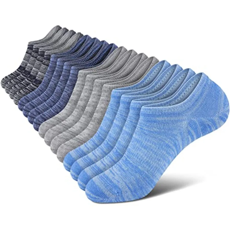 

wernies No Show Socks Men, Low Cut Ankle Short Casual Cotton Socks with Non Slip Grips