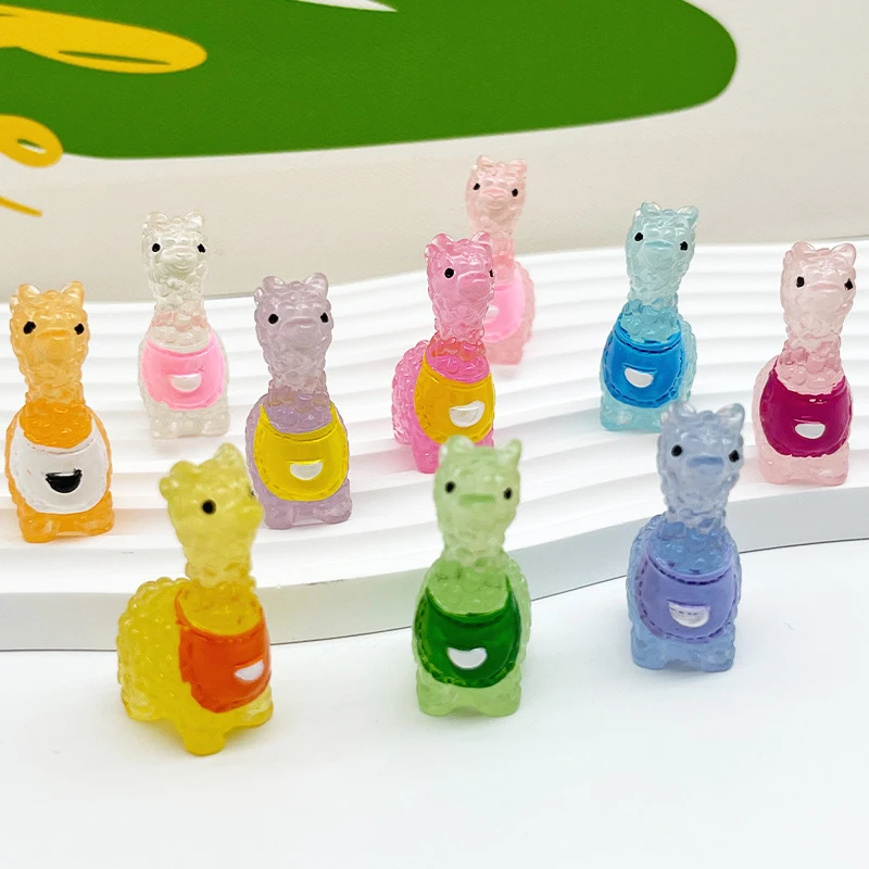 Cute Cartoon Luminous Alpaca Micro Landscape Ornament Creative Miniature Statue DIY Home Decoration Desktop Small Ornament image 3
