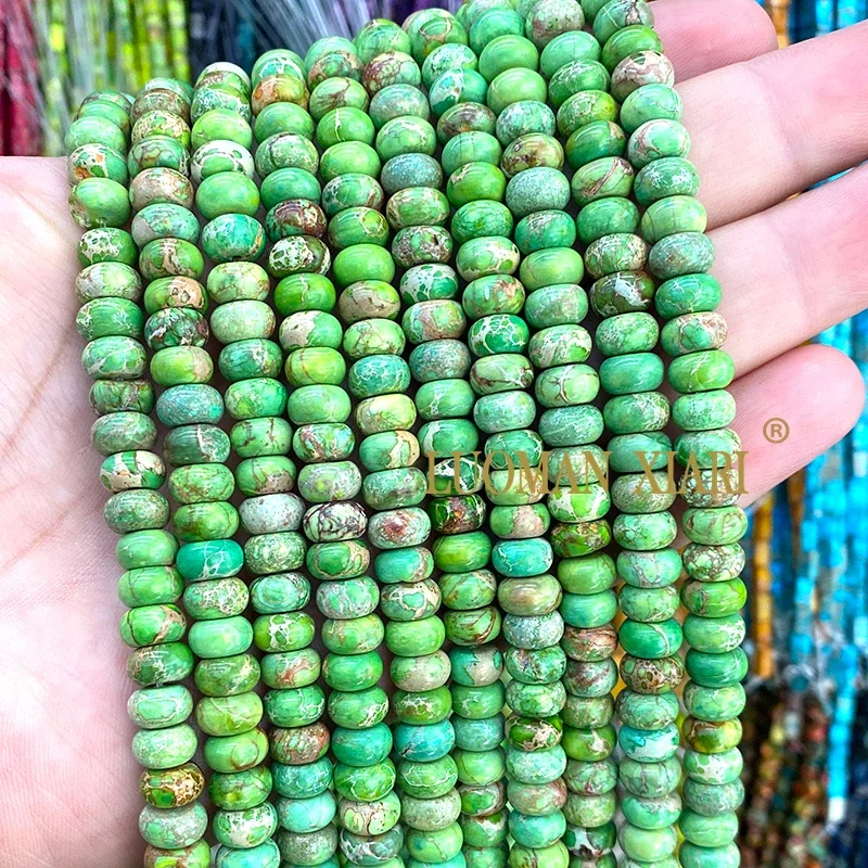 5x8MM Abacus Natuursteen Zeesediment Jasper Rondelle Losse Spacer Kralen voor Sieraden Maken DIY Armband bedels Accessoires