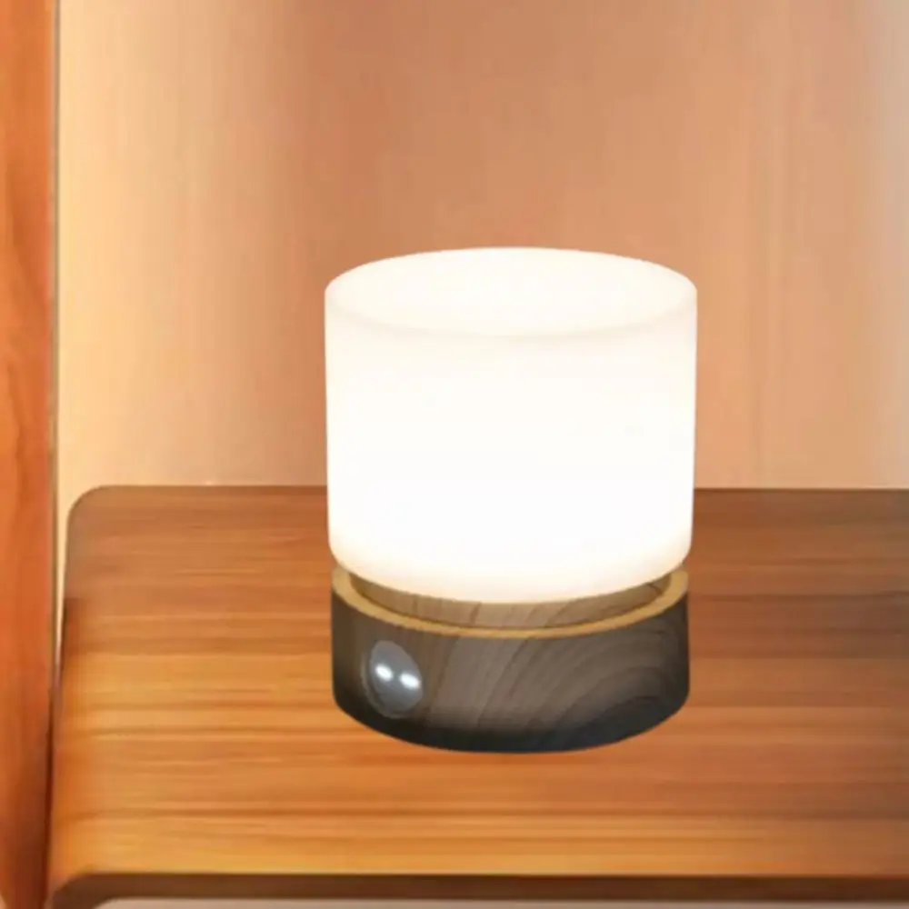 暖かい白色光タイマーナイトライト無限調光ラウンドデザインledベッドサイドランプ円筒形小型サイズ