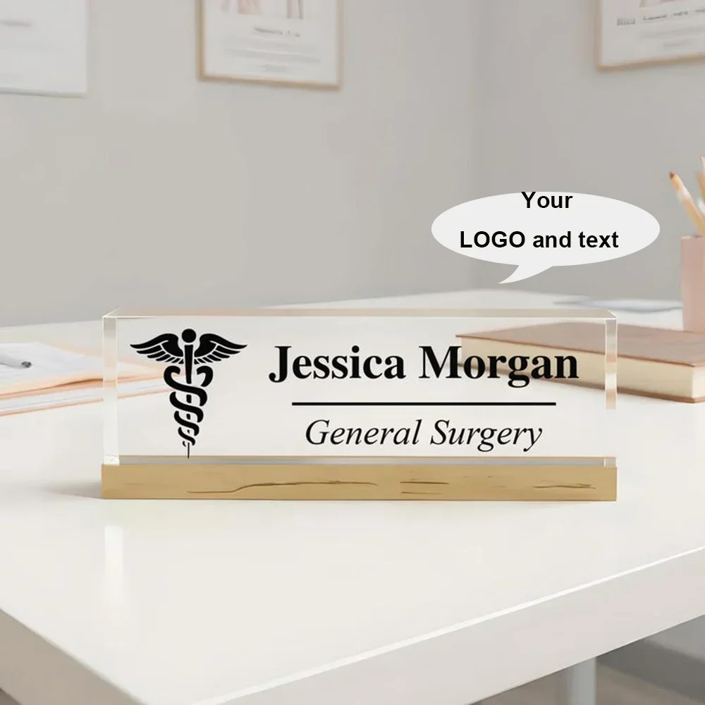 Desk Logo Name Plate Acrylic Plaque Office Decor for Manager Executive Boss Nice Gift for New Job Coworker Promotion School