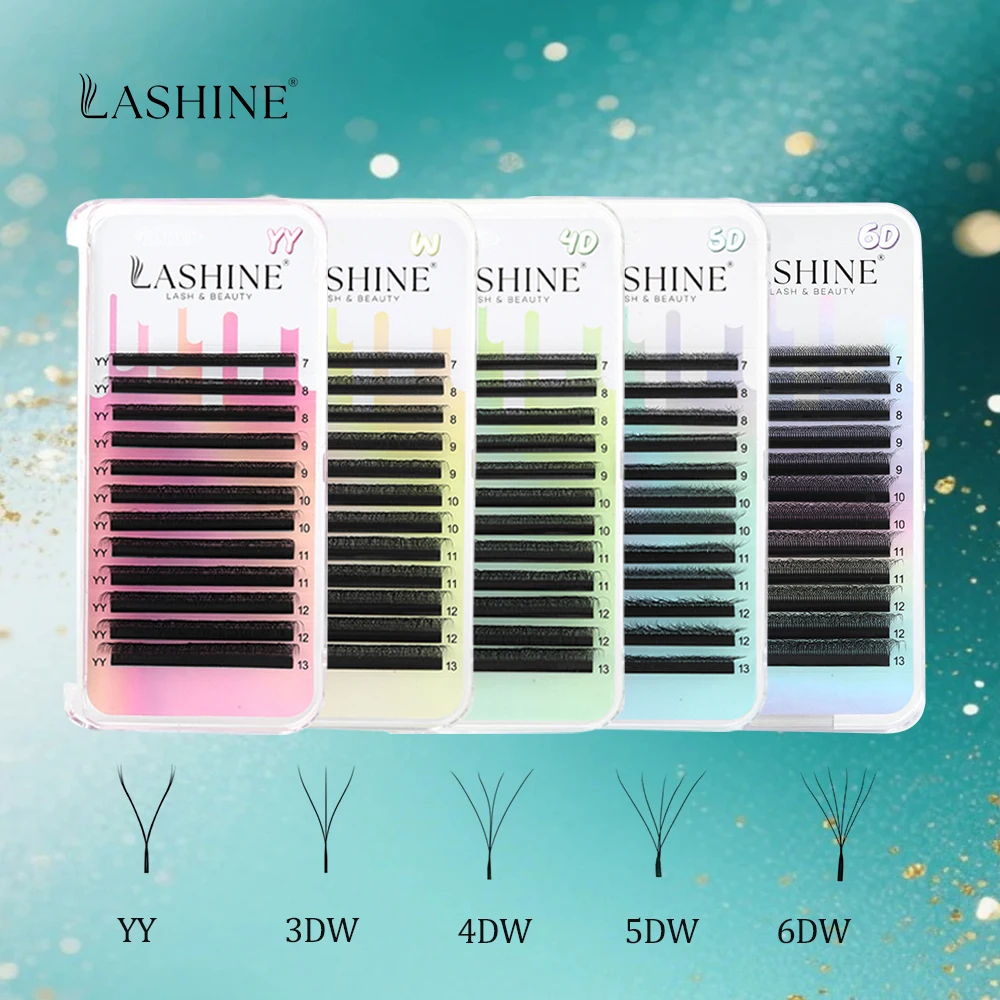 Lashine YY 3D 4D 5D 6D W شكل لاش المشجعين مسبقة الصنع رمش تمديد فو المنك الطبيعي لينة البرسيم لاش Cilio حجم رمش #1