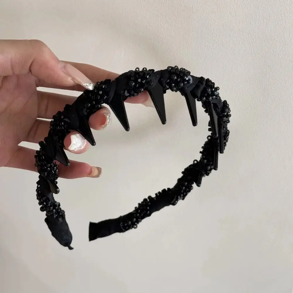 

Toothed Wave Headband with Beaded Fluffy Korean Style Face Wash Hairband Elegant Headwear Wave Hairband with Teeth Girl/Women