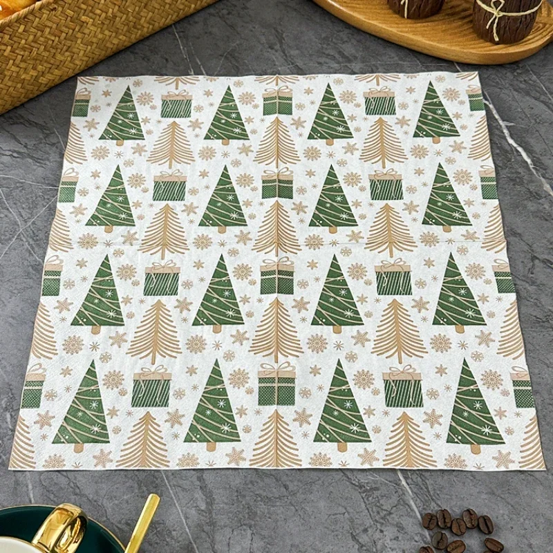 

10/20pcs/pac Christmas Party Colorful Napkins Christmas Tree Printed Tissue Paper Festive Decoration Mouth Cloth Paper 33*33cm