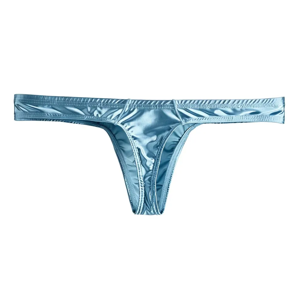 Men Glossy Smooth G-string Brief Bulge Pouch Shiny Fitness Sport Thong Underwear Stretch Elastic Men Panties Thong