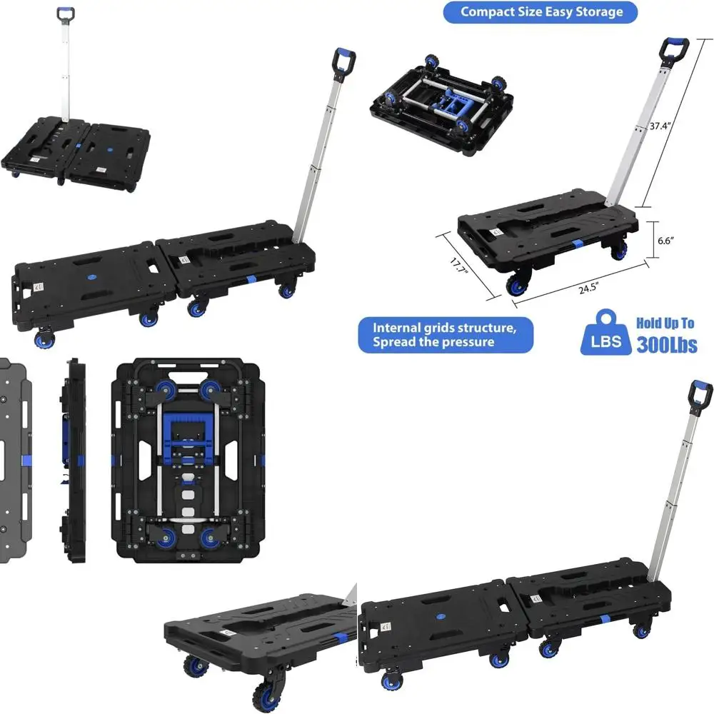 Juego de carritos con plataforma plegable: paquete de 2, carritos con ruedas ajustables para un fácil montaje (24,4x17,7 + 24,2x18,1)