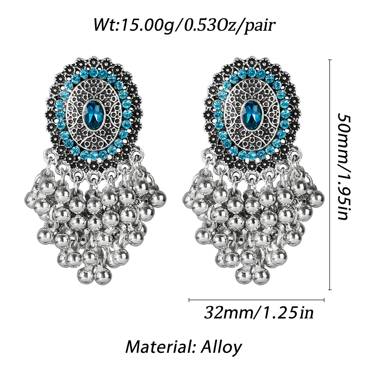 Kolczyki-Boucles d'Oreilles Ethniques Blanches avec Strass pour Femme, Bijoux Indiens, Accessoires de Mariage, Fleur Rétro, Jhumka