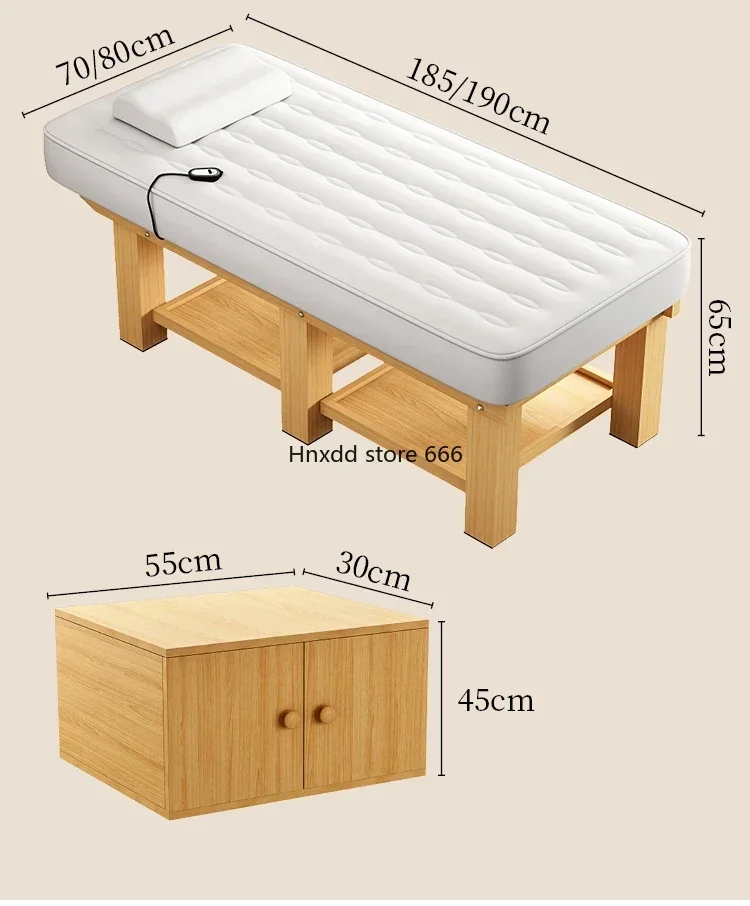Electric Lifting Solid Wood Latex Facial Bed Beauty Salon Special Constant Temperature Heating