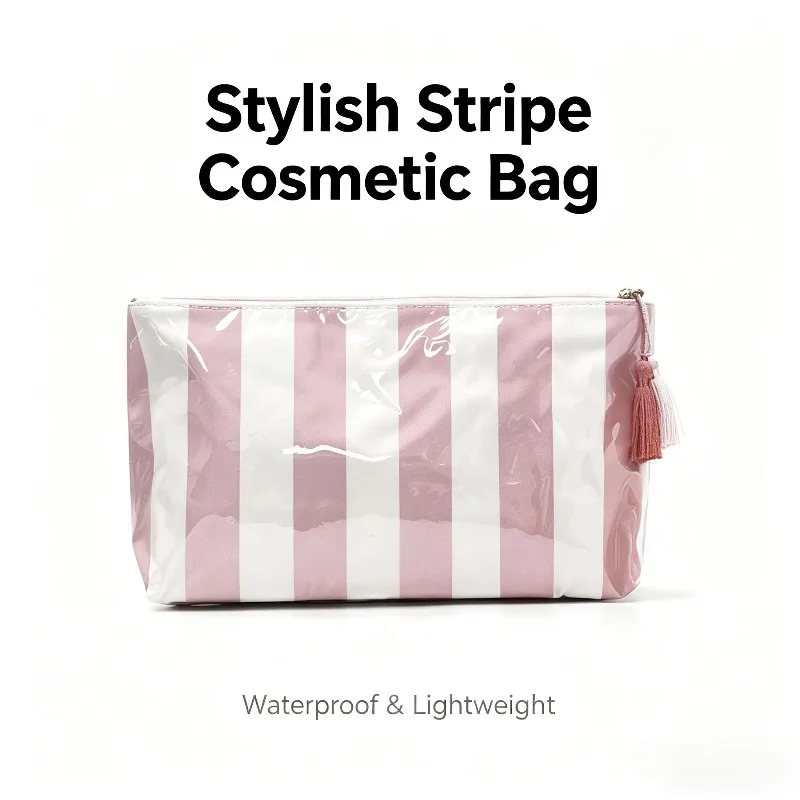 Feihong Cross-border Striped Cosmetic Bag High Value Large Capacity Cosmetics Storage Bag Commuter Portable Travel Cosmetic Bag