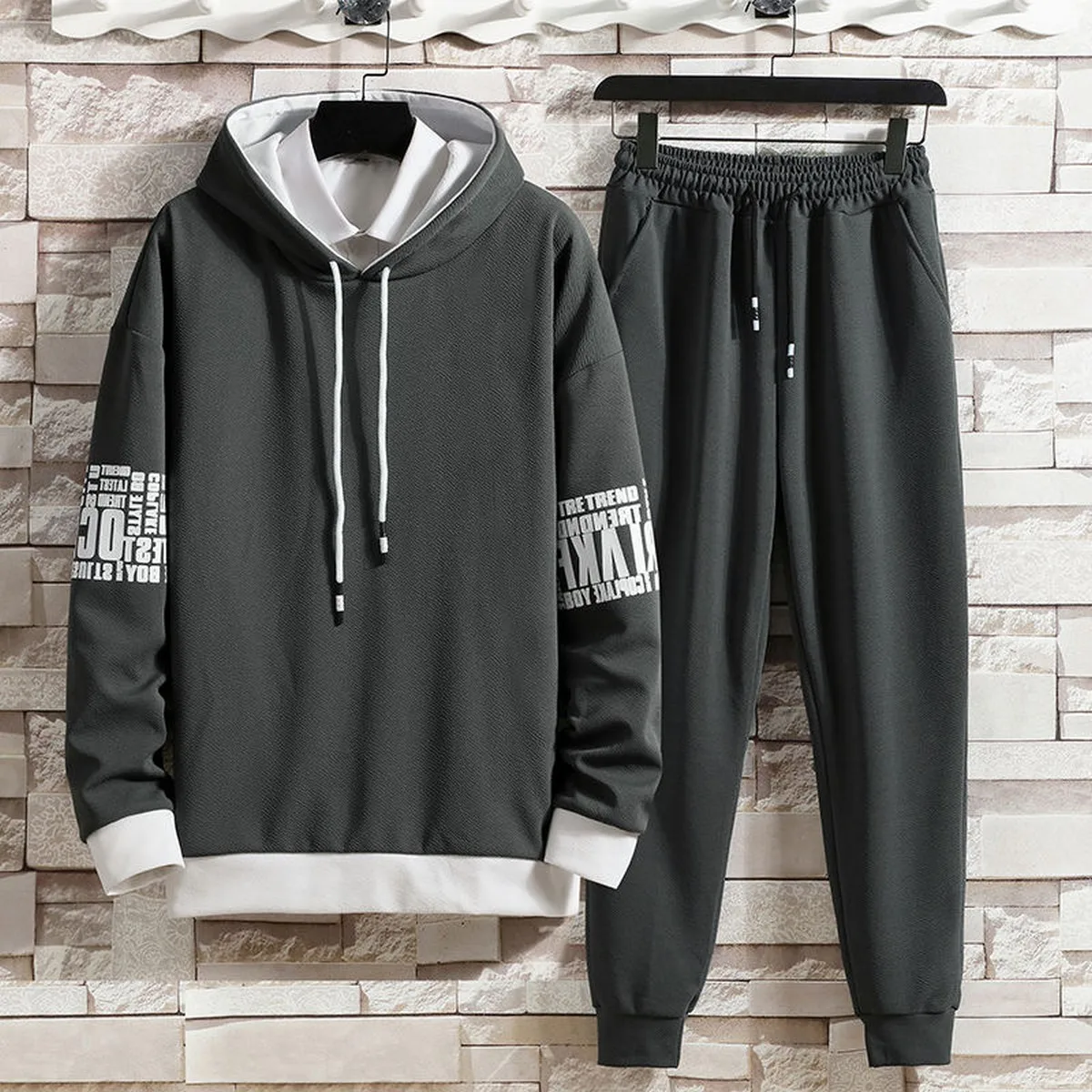 Clothing for Men Summer Autumn Suits Casual New Hoodies Set Pants Pullover Hat Hood  Print Sweaterhoodie Men Top Long Sleeves