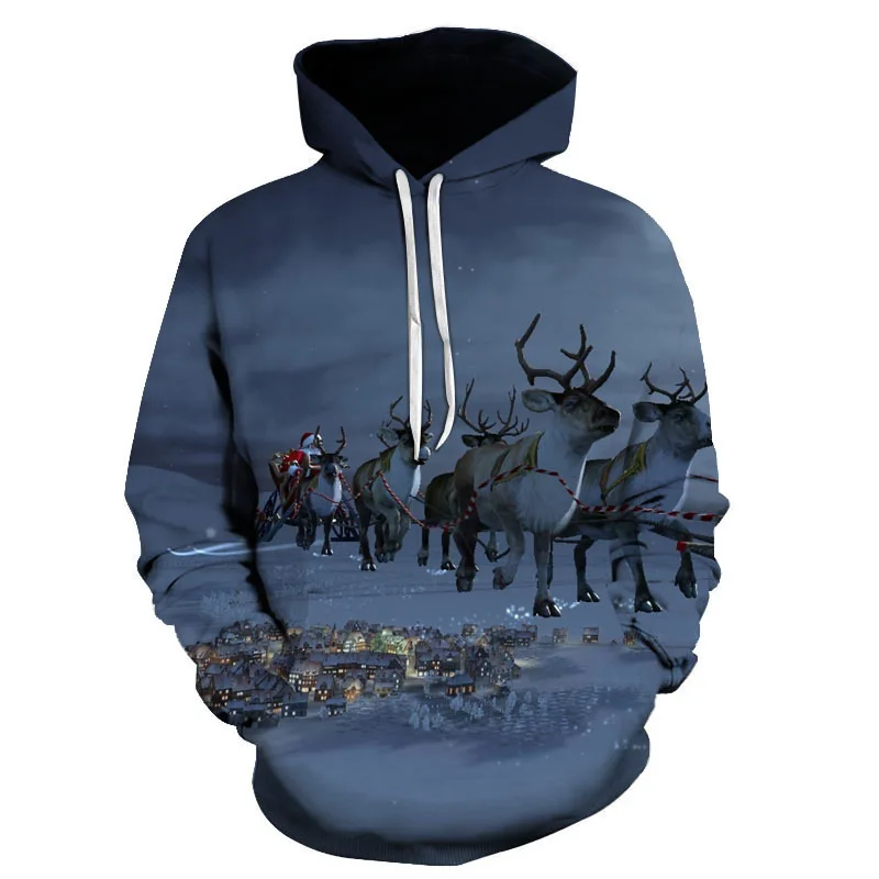 New winter pullover hoodies Fashionable couple shirts for men and women Hooded sweaters thin fleece jacket Christmas 3D printing