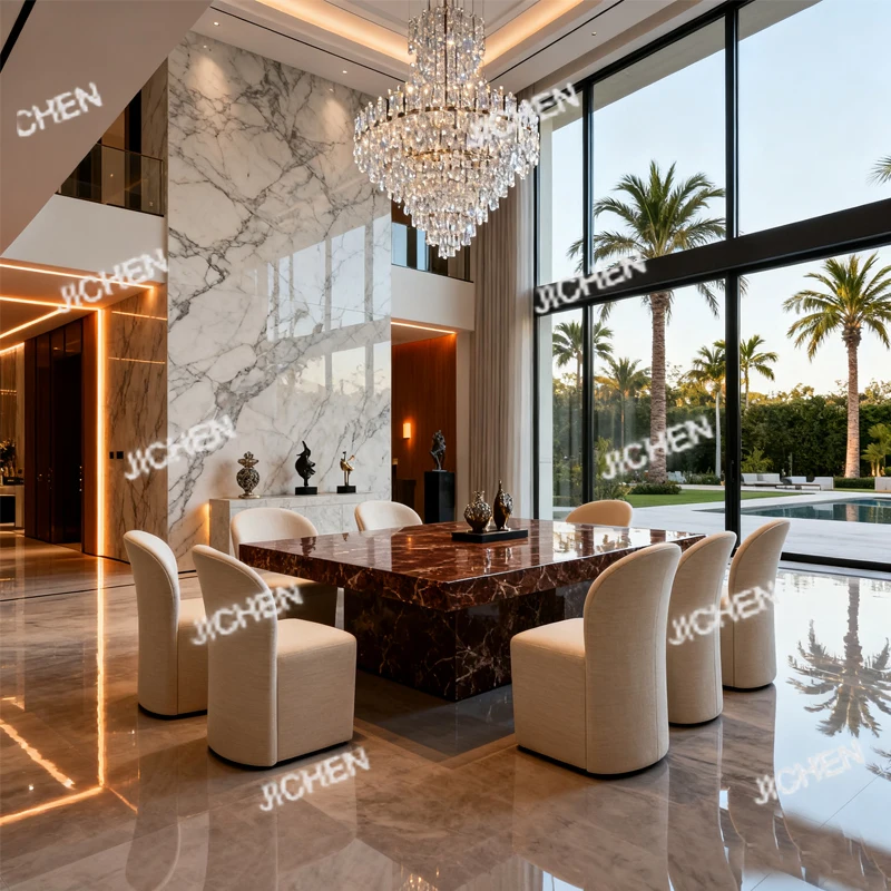 

Household Dining Table and Chairs Luxury Villa Restaurant Furniture Set Hotel Dining Table and Chairs Restaurant Dining