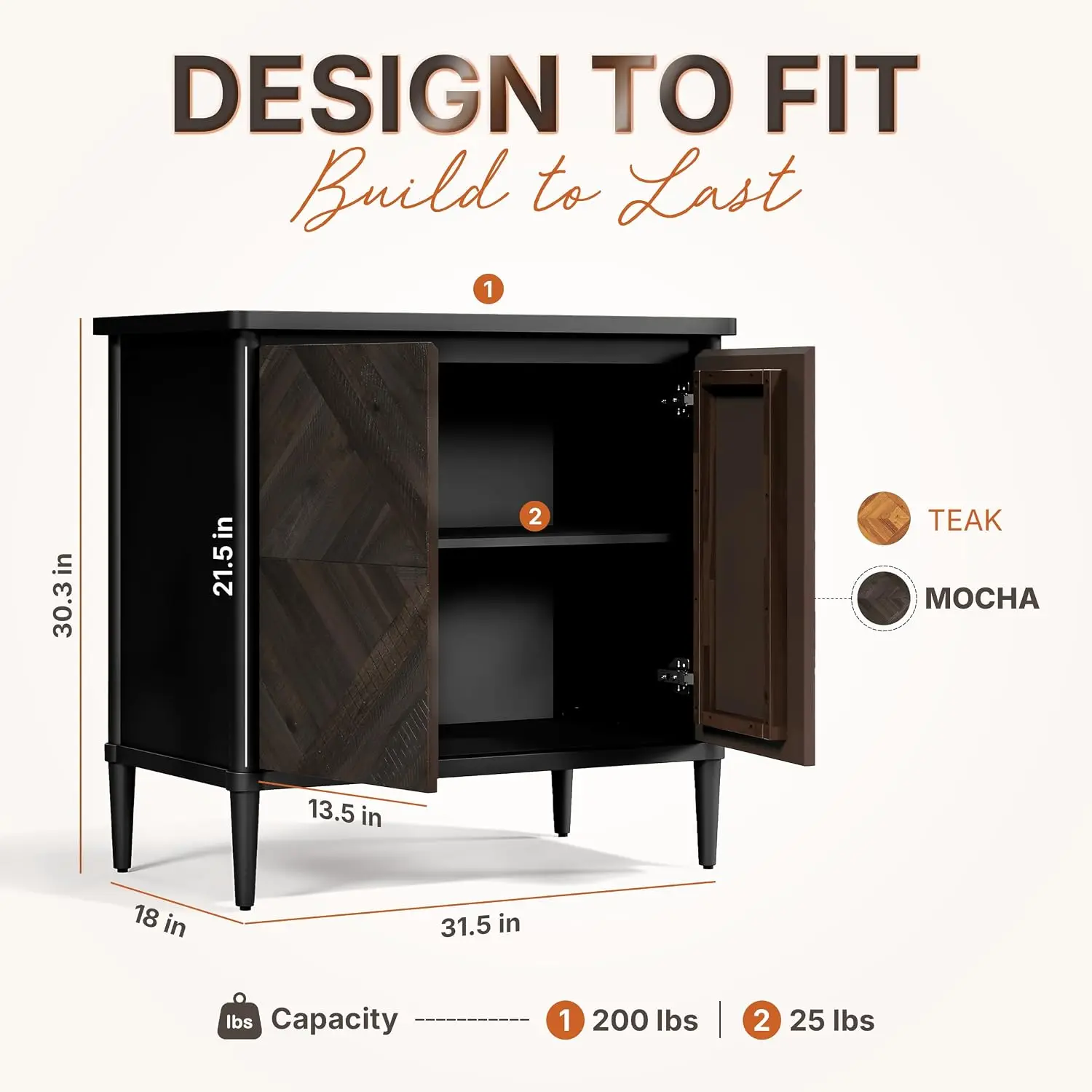 Solid Wood Sideboard Cabinet with Storage 30.3